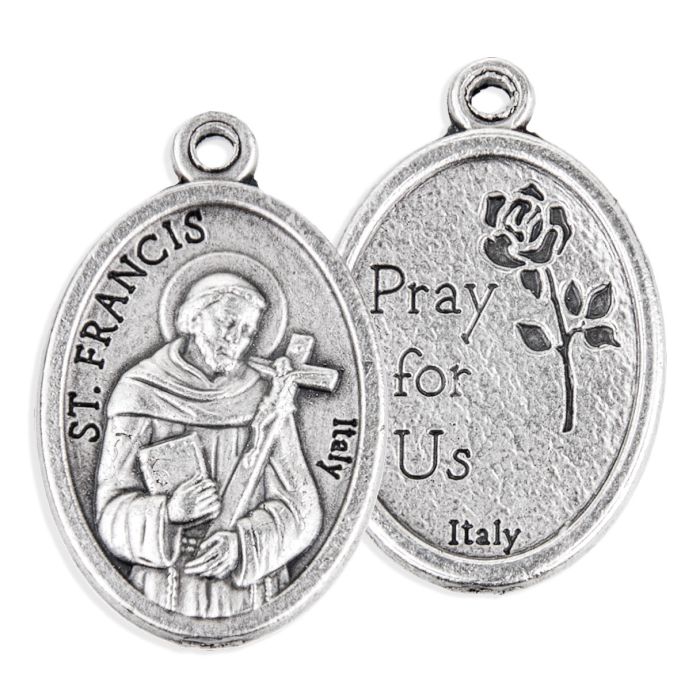 Médaille ovale Saint François d'Assise priez pour nous