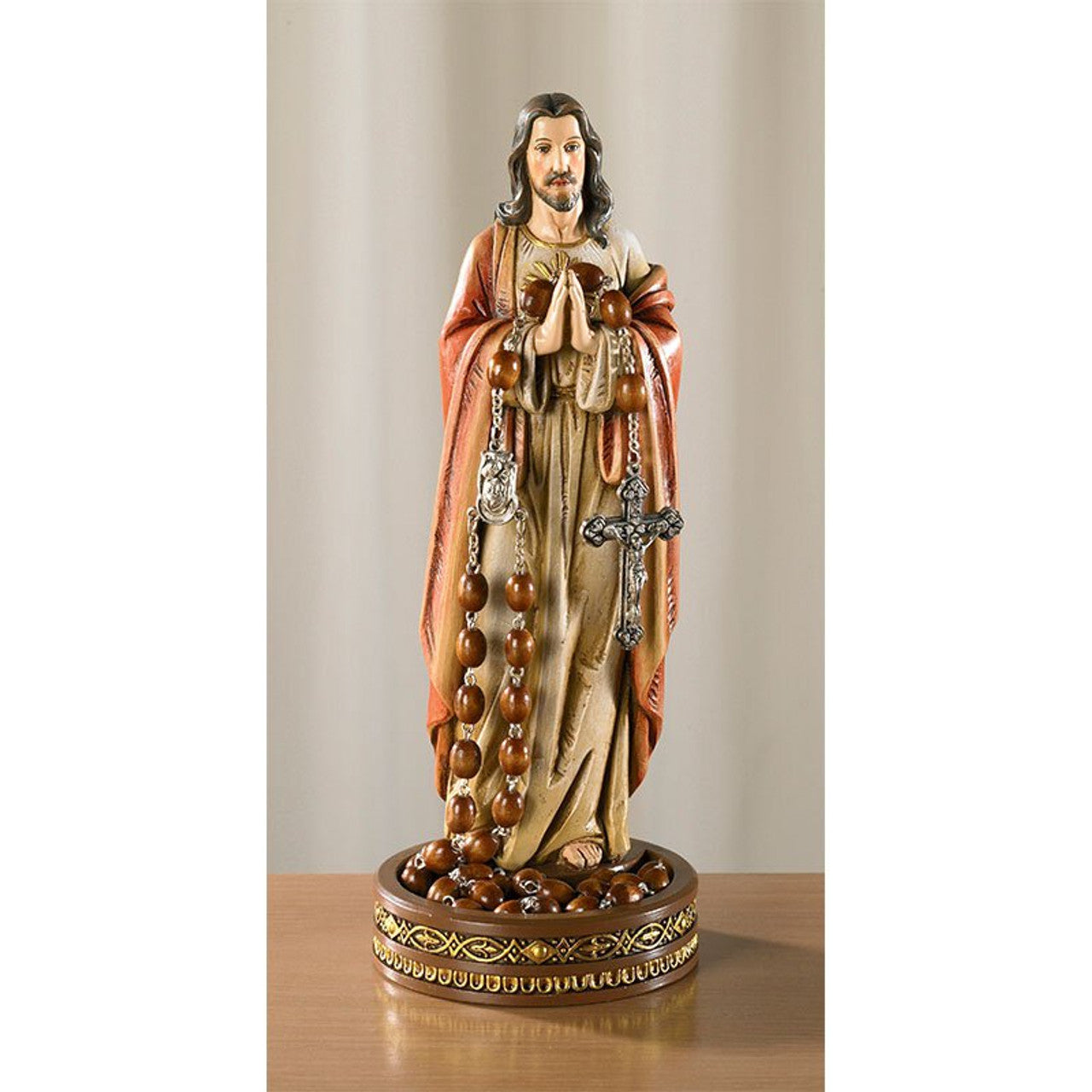 Sacred Heart Rosary Holder Statue 8.5"