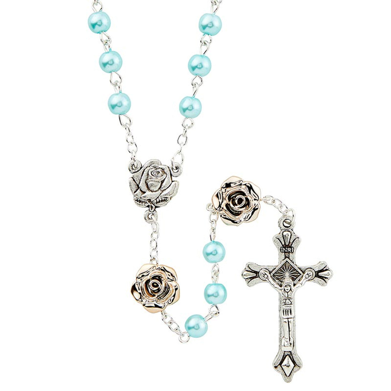 Aqua Beaded Rosary