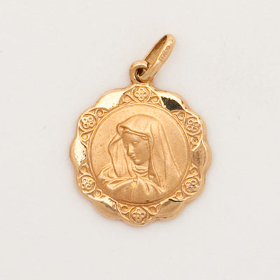 10k Medium Ornate Virgin Mary Medal