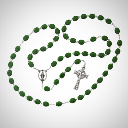 Oval Green Shamrock Rosary