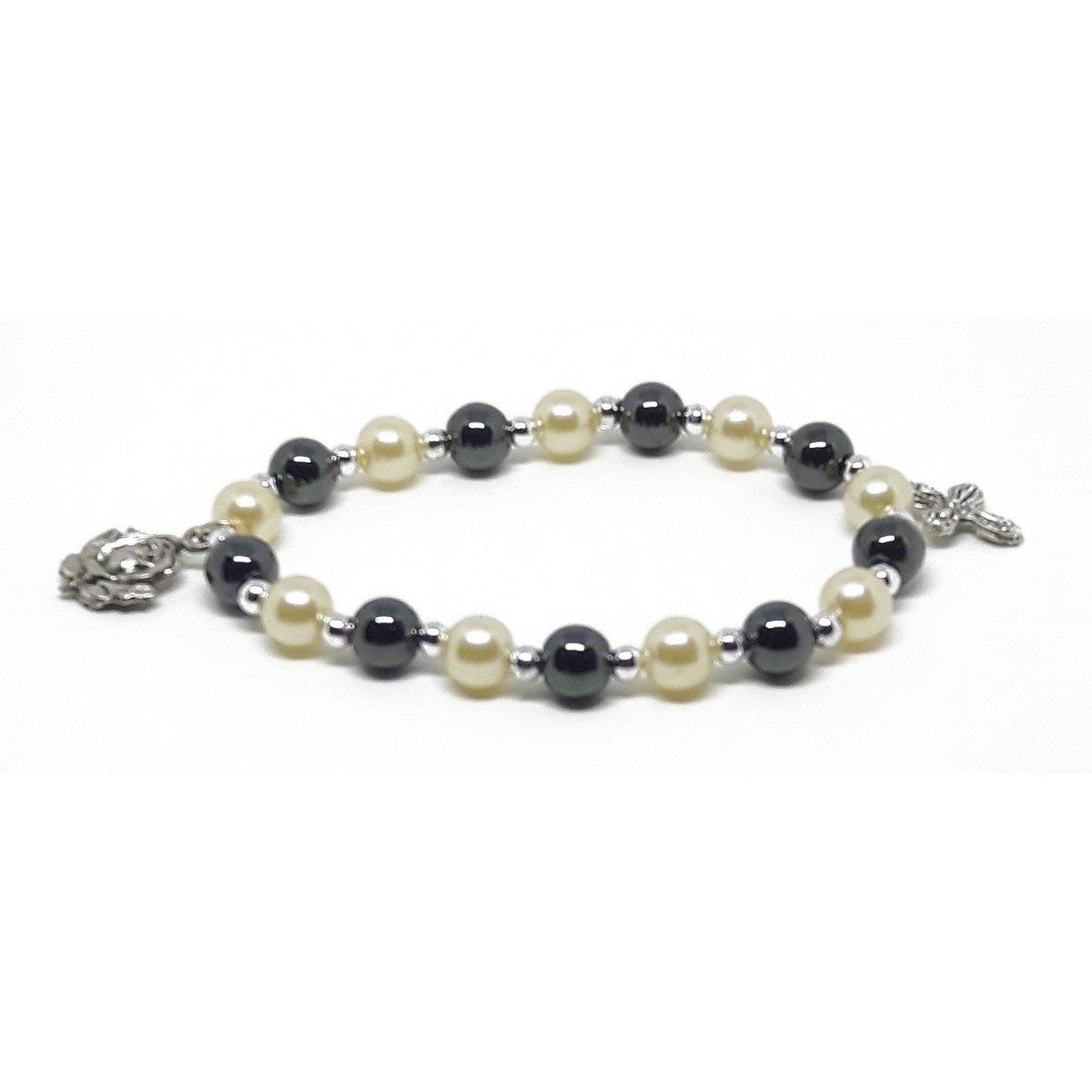 Hematite & Pearl Elastic Bracelet