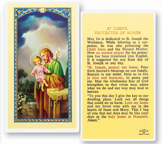 St. Joseph Protector of Homes Holy Card