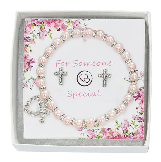 Pink Pearl Bracelet Set