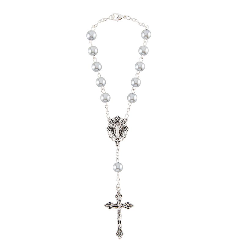Grey Pearl Auto Rosary