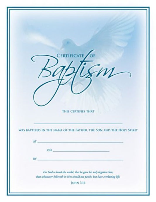 Certificate OF Baptism - Pkg/6
