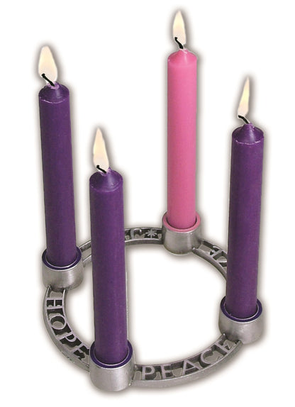 Hope Peace Love Joy: Mini Advent Wreath with Candles 4"