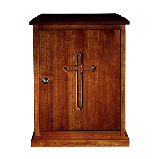 Plain Cross Wood Tabernacle - Walnut *Available October 2022*