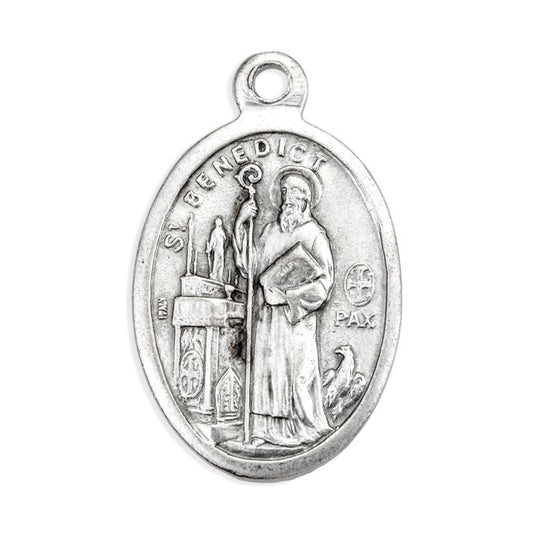 Saint Benedict Jubilee Cross Medal 1" Oval Oxidized