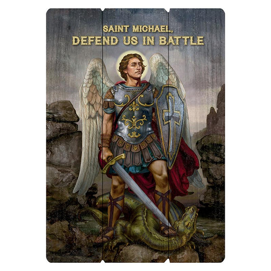 Saint Michael The Warrior Large Pallet Sign