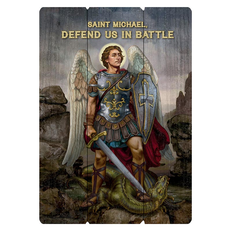 Saint Michael The Warrior Large Pallet Sign 19x27"