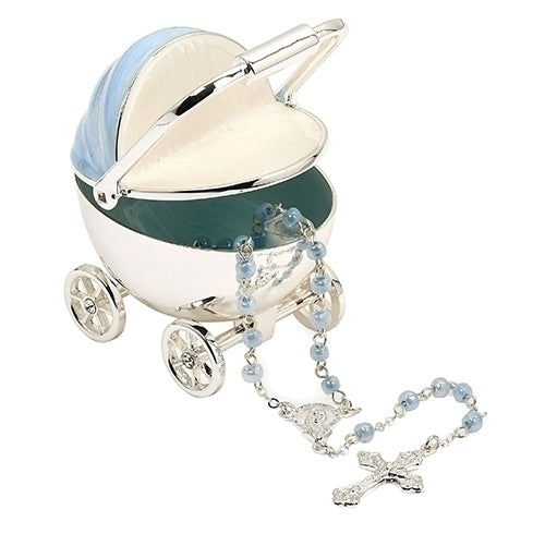 Miniature Baby Carriage and Rosary 2.5"