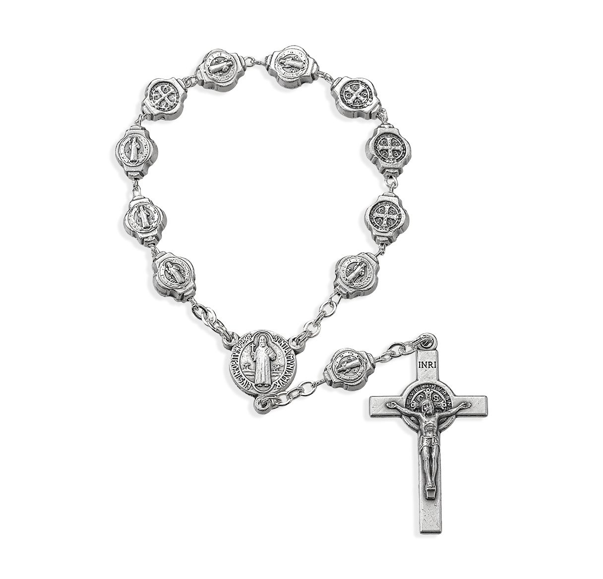 One Decade Benedict Rosary Beads and Benedict Medals