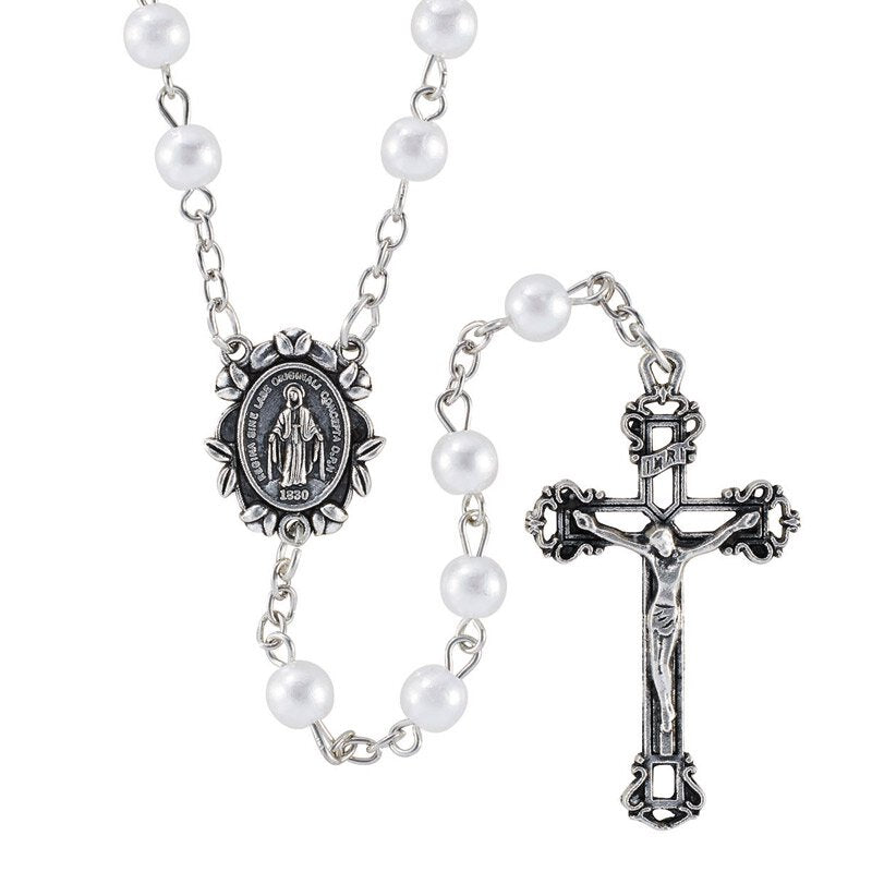 White Imitation Pearl Rosary