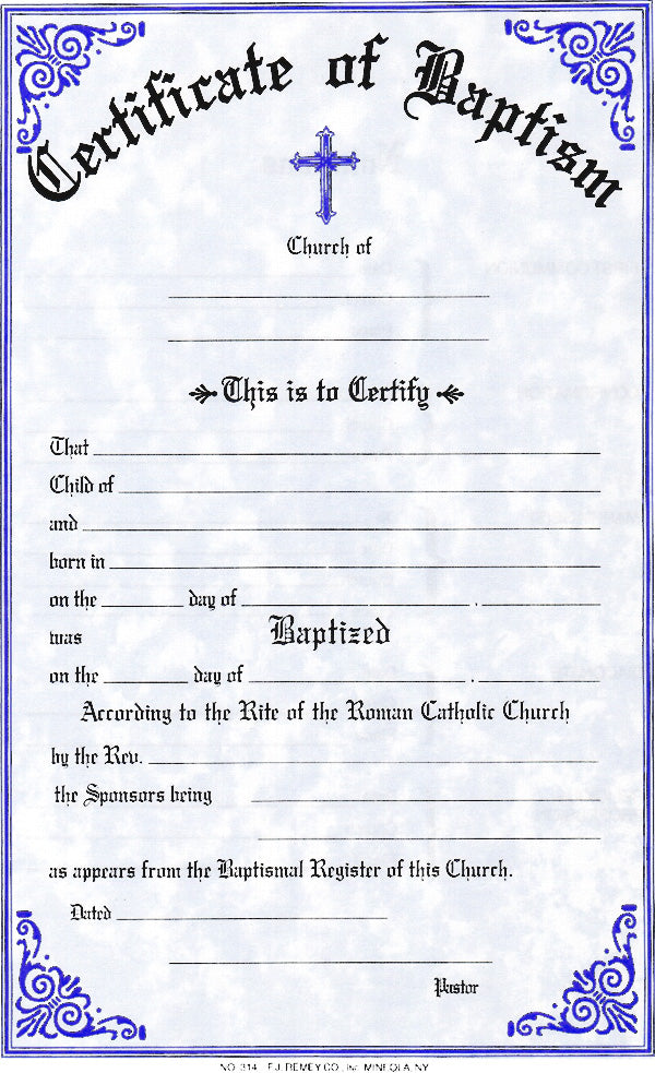 Baptismal Forms Certificate