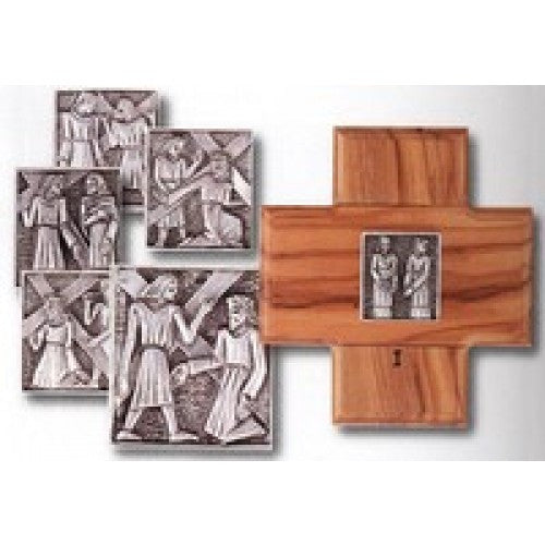 Olivewood and Pewter Stations of the Cross