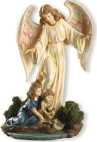 Guardian Angel With Children Statue  8.5"