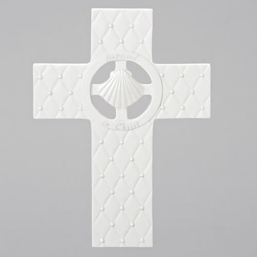 White Quilted Baptism Cross