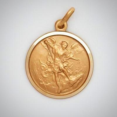 10K Large Round Saint Michael Medal