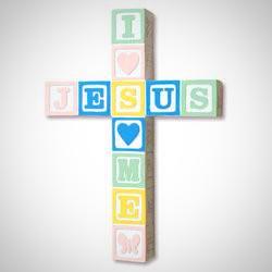 Wall Cross - "Jesus Loves Me" Pastel Colours