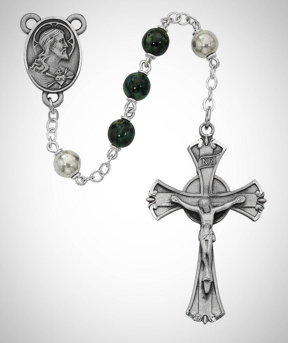 Green and Black Rosary Boxed