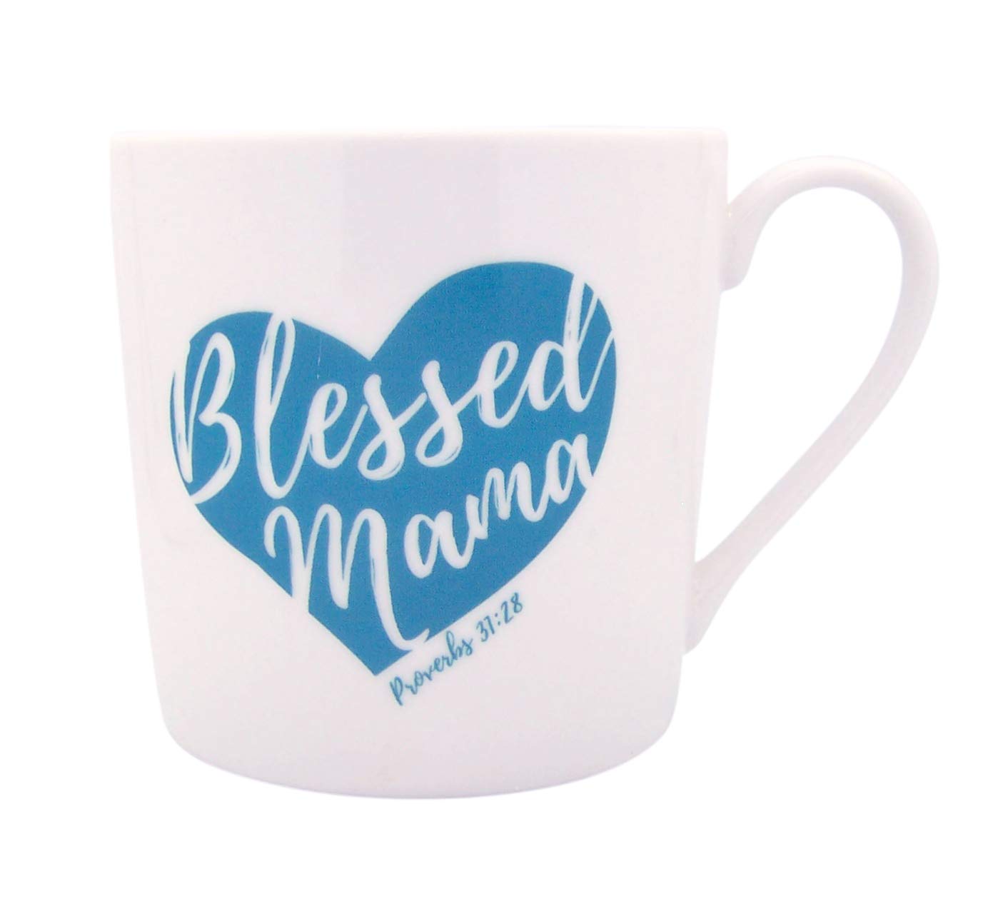 Blessed Mama Teal Heart 14 Ounce Ceramic Stoneware Coffee Mug