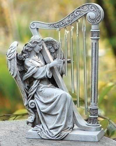 Angel with Harp Wind Chime Statue