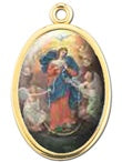 Medalla con imagen ovalada de la Virgen María Desatanudos 1"