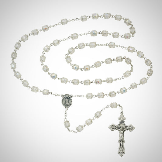Aurora Glass Capped Rosary Boxed