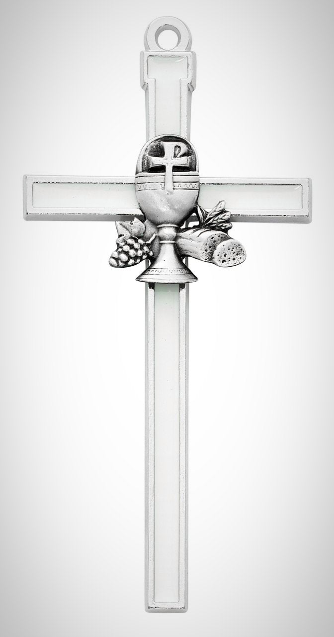 Communion Cross 5" White Chalice