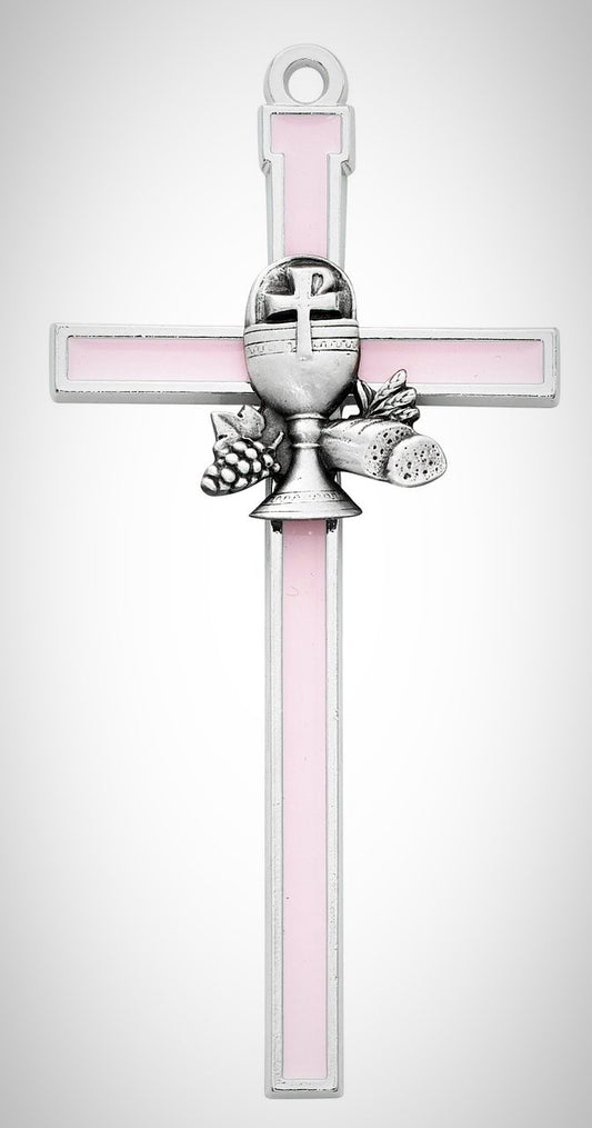 Communion Cross 5" Pink Chalice