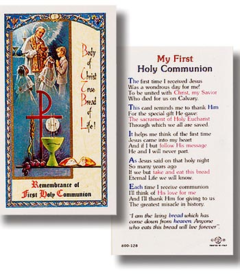 Remembrance of First Holy Communion Card