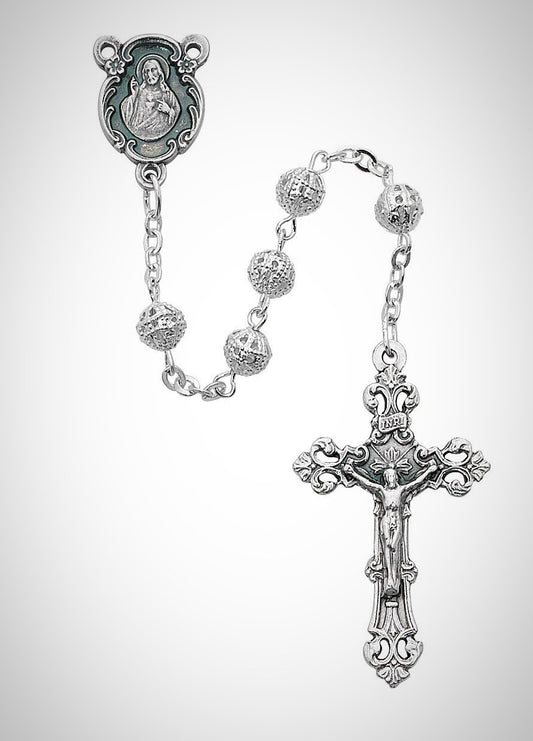 Filigree Metal Rosary Boxed