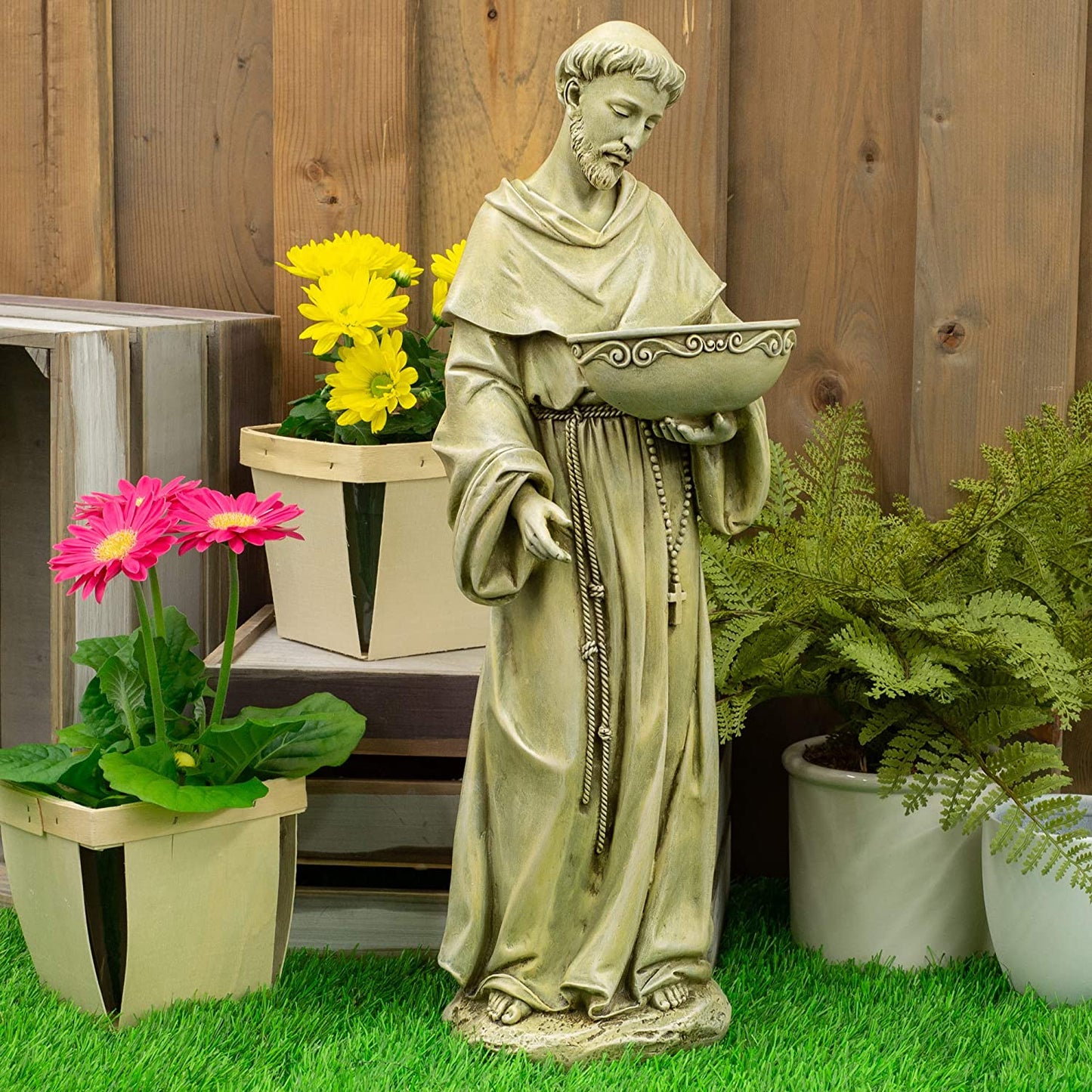 Collectible St. Francis Solar Birdbath Statue 20"