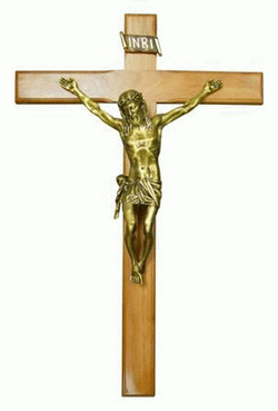 Crucifix with Brass Corpus 34in Wood