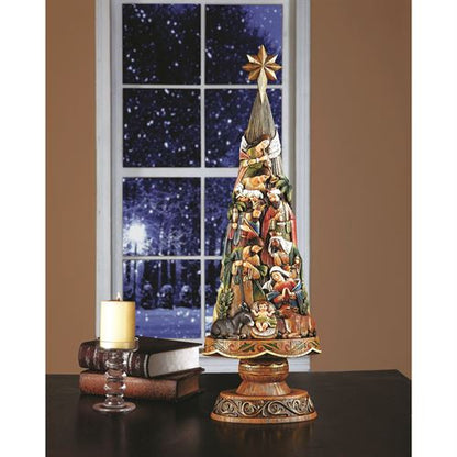 Statue de la Nativité sculptée pour sapin de Noël, 76 cm