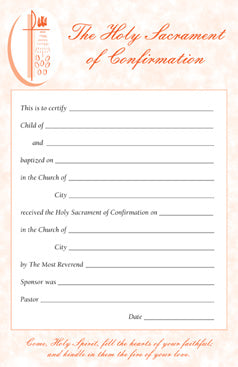 Confirmation Certificates Pad