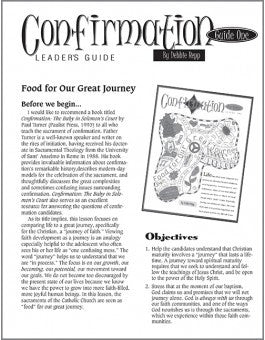 Cover of the 'Confirmation for Teens Leader's Guide' featuring title and subtitle with decorative elements.