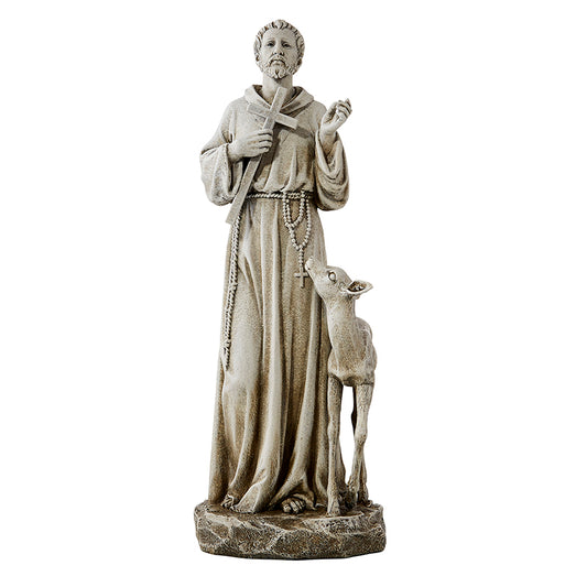 St. Francis With Deer Statue - 12"