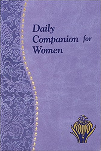 Cover of the book 'Daily Companion for Women' featuring a purple background with gold accents and a floral pattern, along with decorative elements at the bottom.