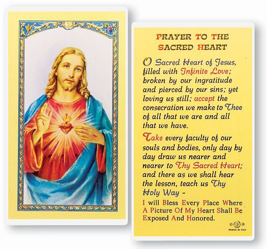 Prayer To The Sacred Heart Holy Card