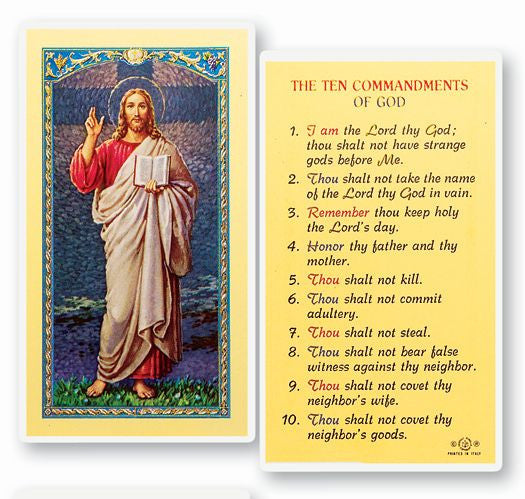 The Ten Commandments Holy Card