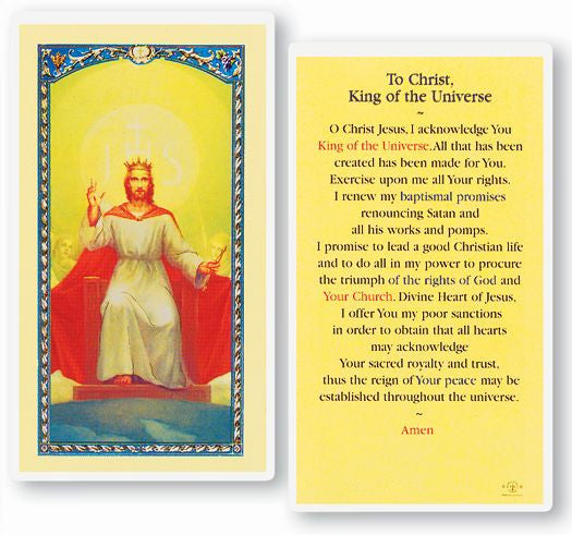 Christ King Of The Universe Laminated Holy Card