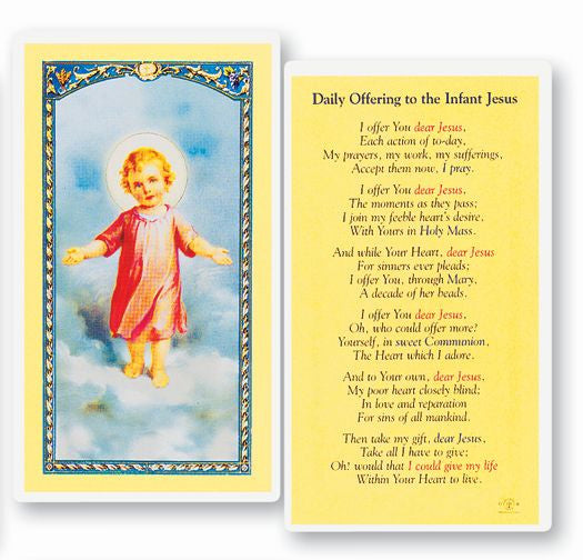 Daily Offering To Infant Jesus Laminated Holy Card