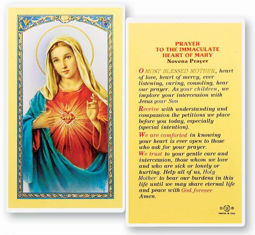 Novena To The Immaculate Heart Of Mary Holy Card