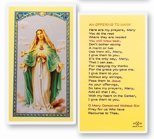 An Offering to Mary Holy Card