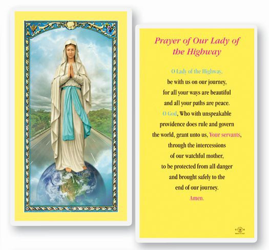 Our Lady Of The Highway Laminated Holy Card