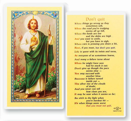 Don't Quit Laminated Holy Card