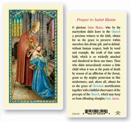 Saint Blaise Holy Card