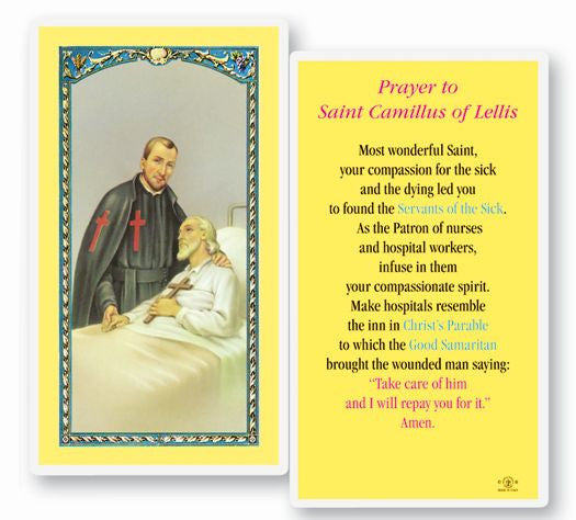 Prayer to Saint Camillus of Lellis Holy Card